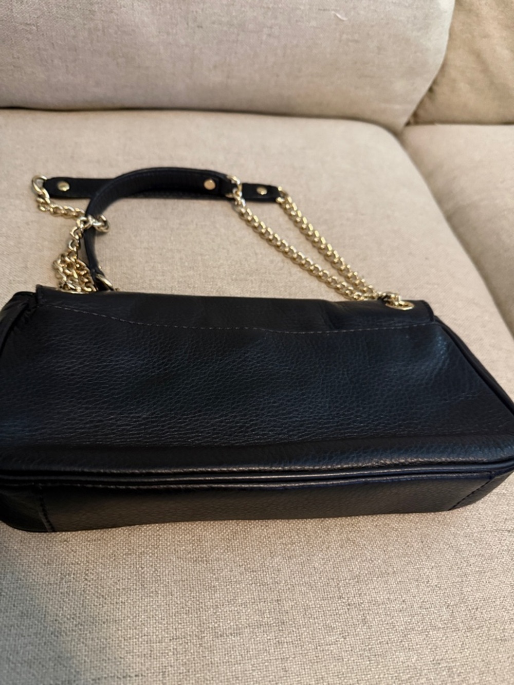 Michael Kors Black Leather Shoulder Bag with Gold Hardware - Picture 12 of 13